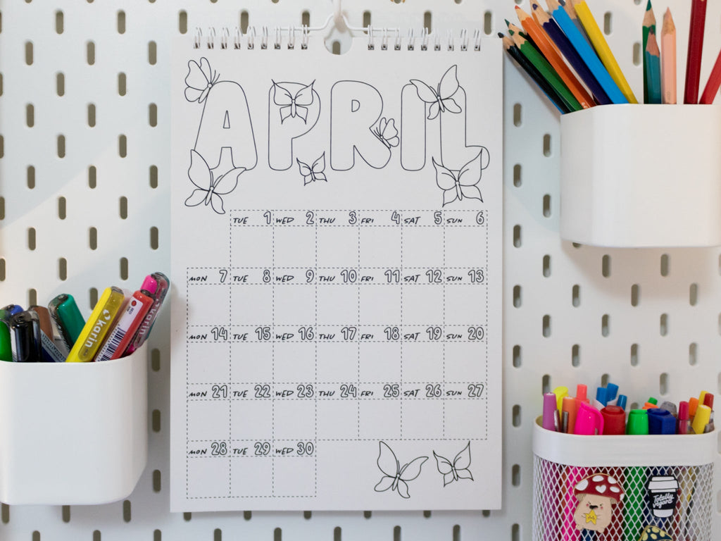 2026 Coloring Wall Calendar with Journal Prompts - A4