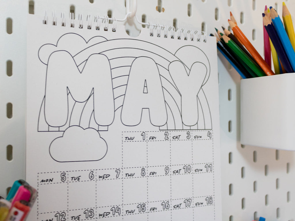 2026 Coloring Wall Calendar with Journal Prompts - A4