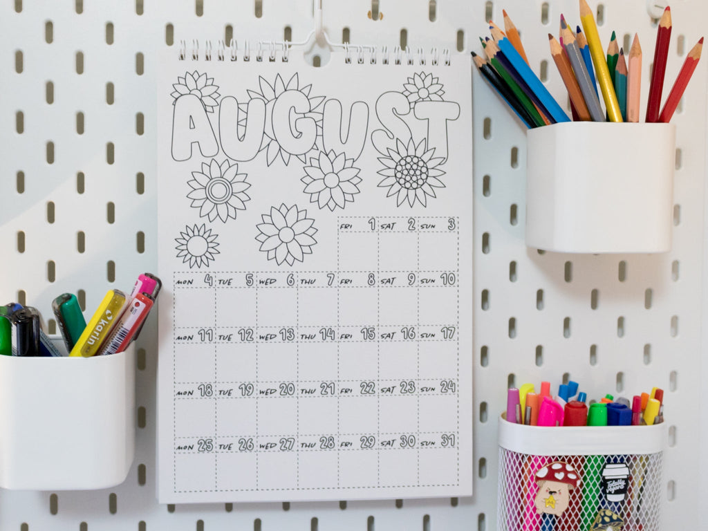 2026 Coloring Wall Calendar with Journal Prompts - A4