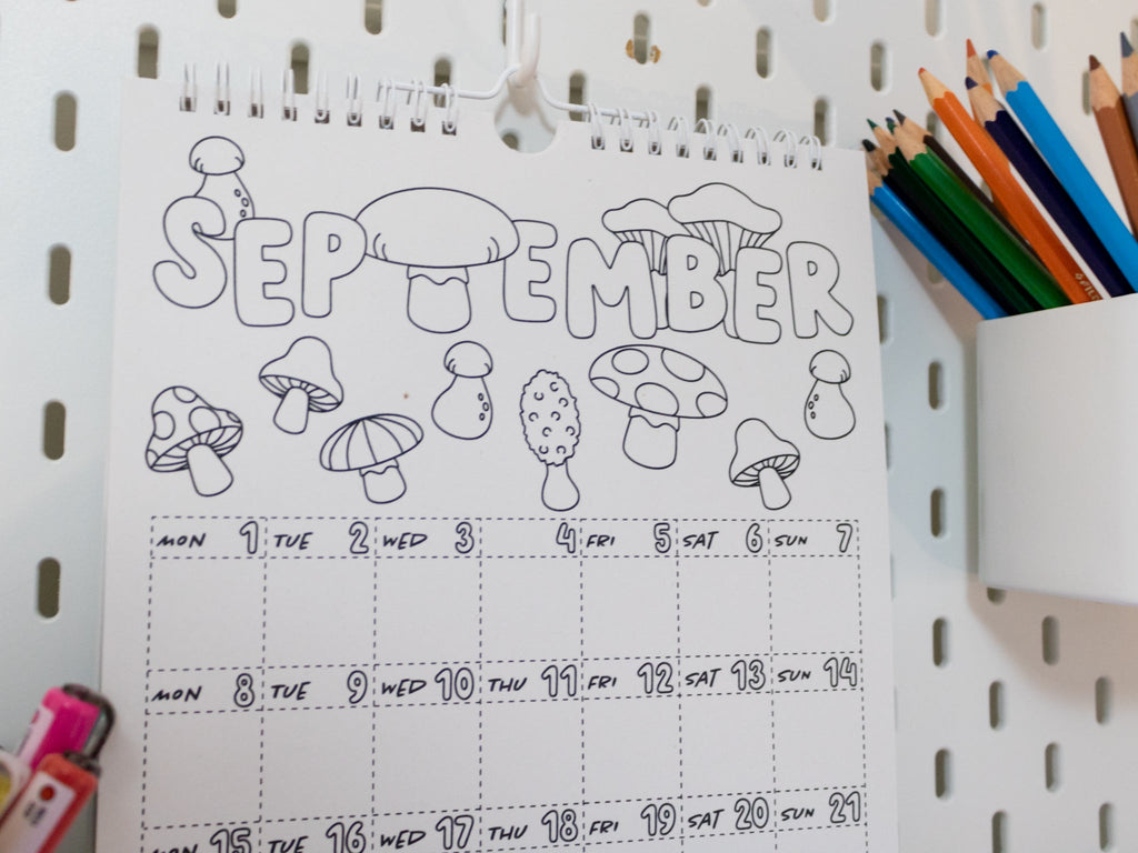 2026 Coloring Wall Calendar with Journal Prompts - A4