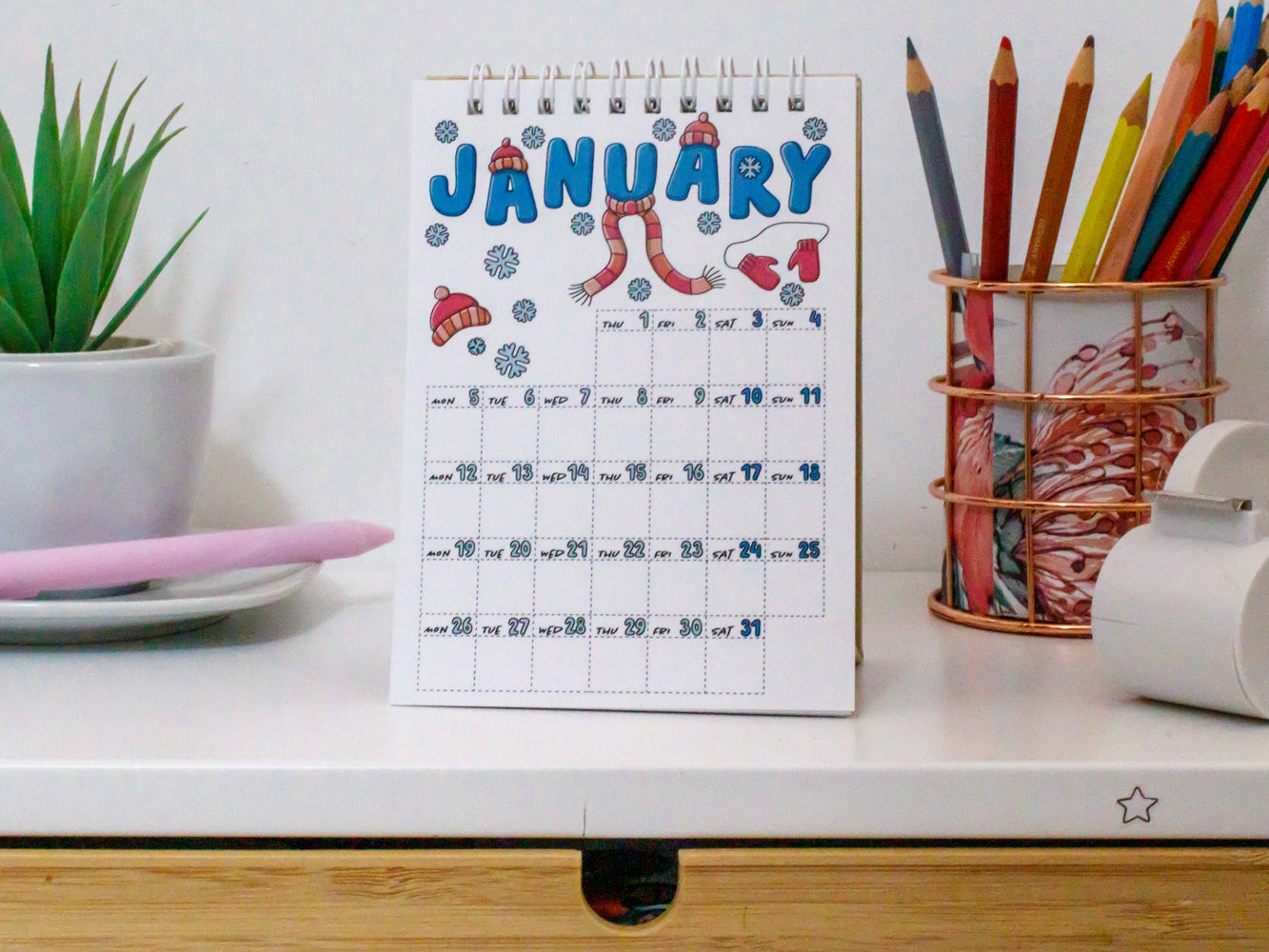 2026 Mini Desk Calendar with Journal Prompts - A6