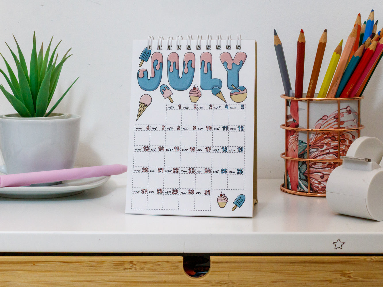 2026 Mini Desk Calendar with Journal Prompts - A6