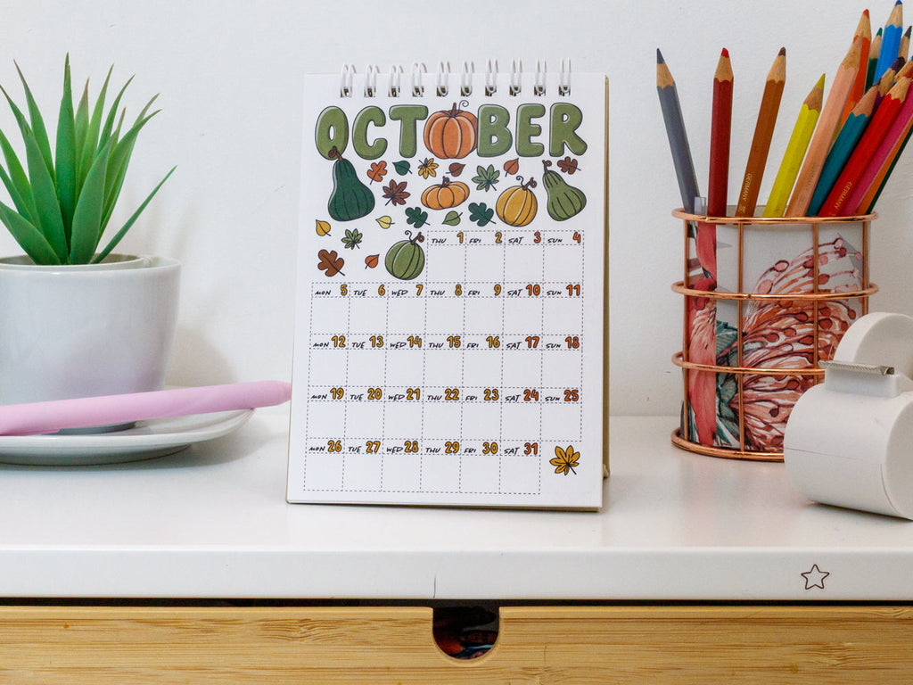 2026 Mini Desk Calendar with Journal Prompts - A6