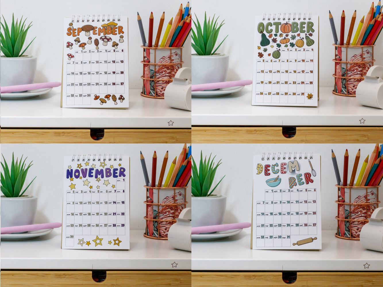 2026 Mini Desk Calendar with Journal Prompts - A6