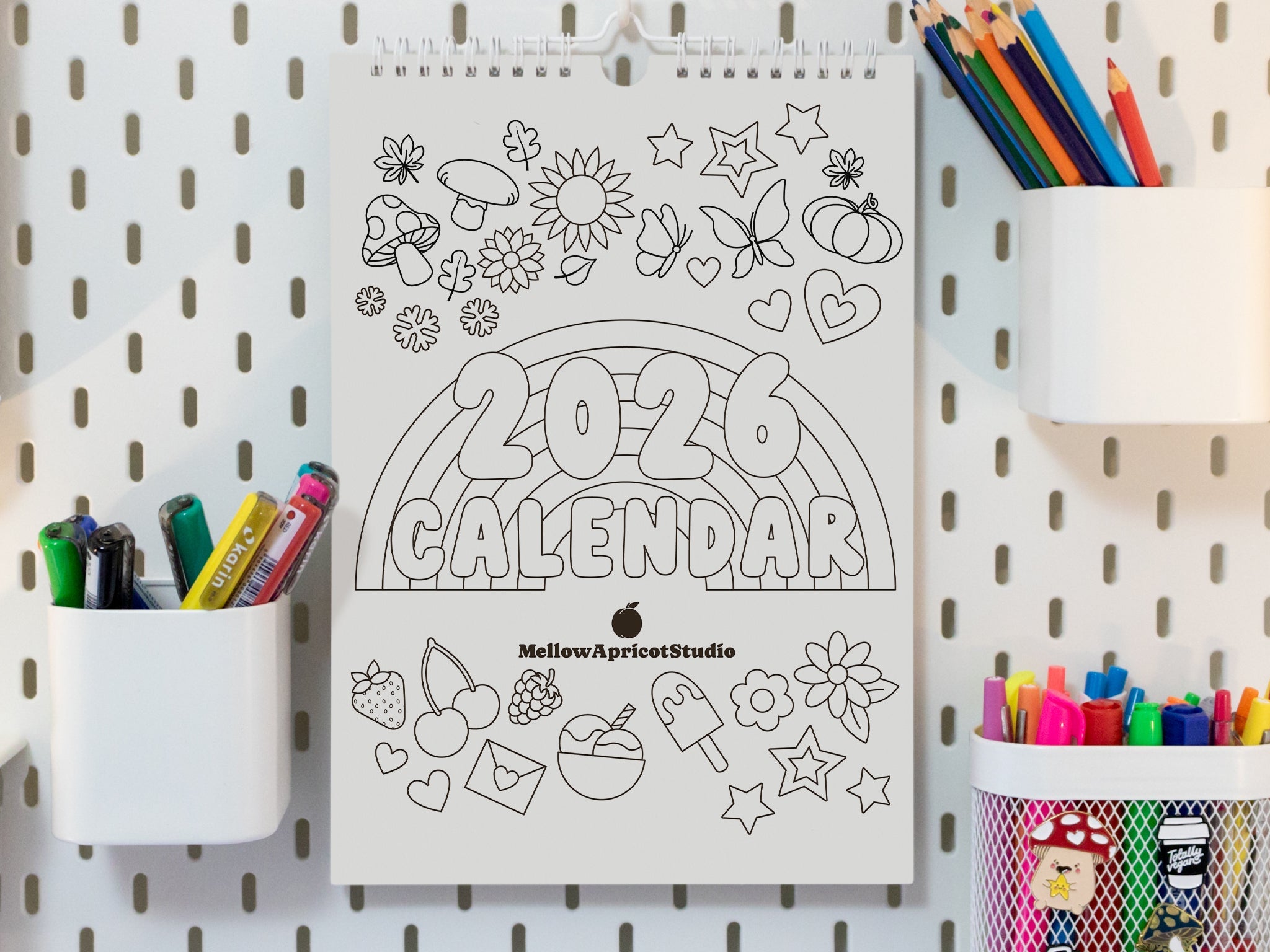 2026 Coloring Wall Calendar with Journal Prompts - A4
