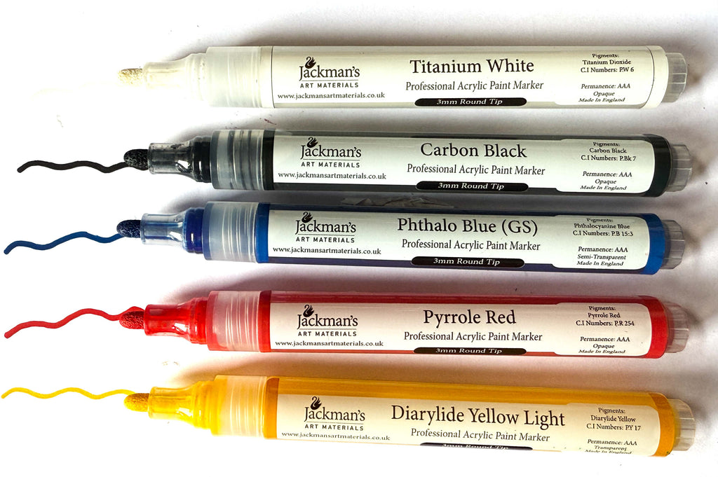 Set of 5 Acrylic Marker Pens