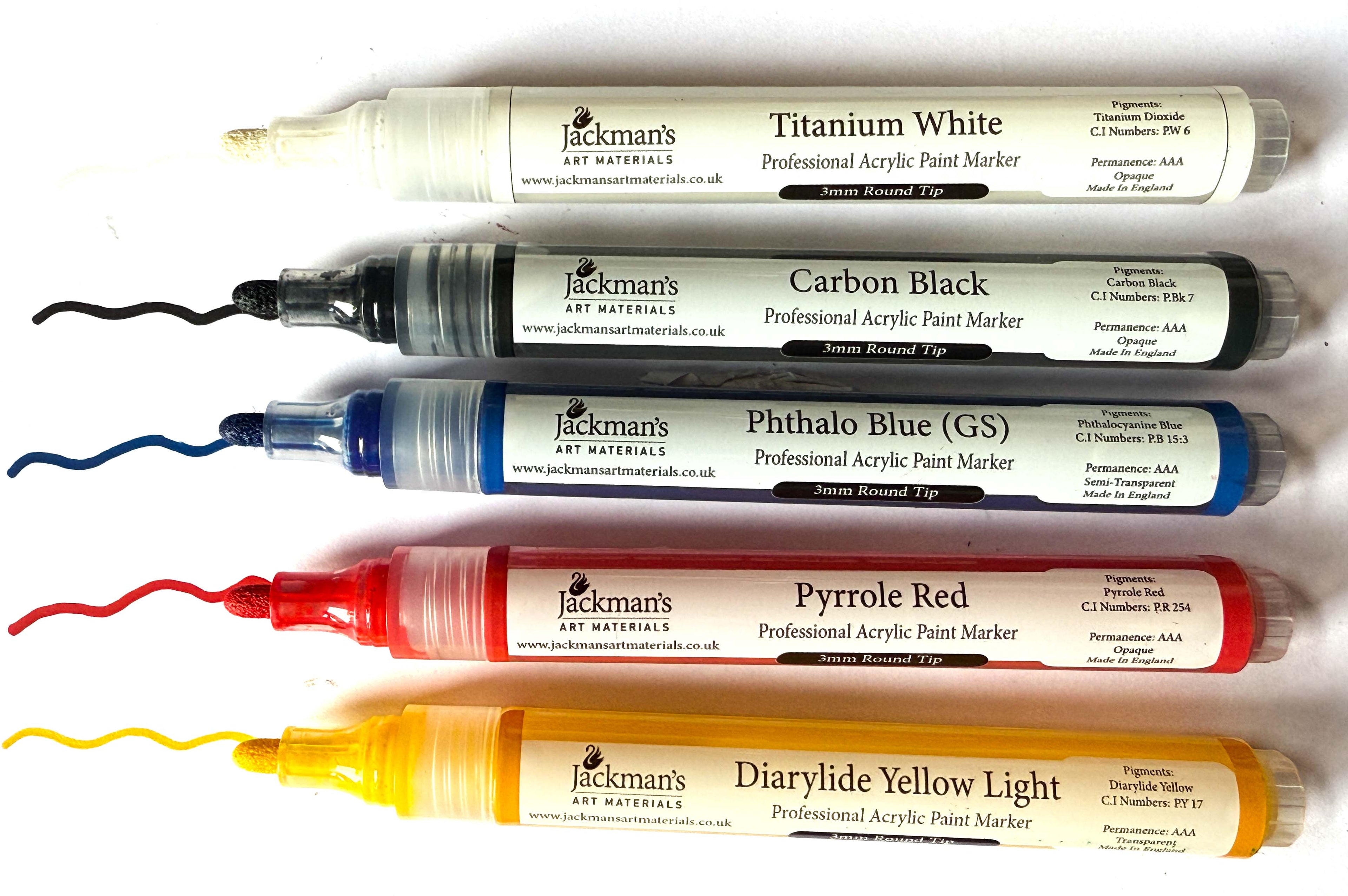 Set of 5 Acrylic Marker Pens