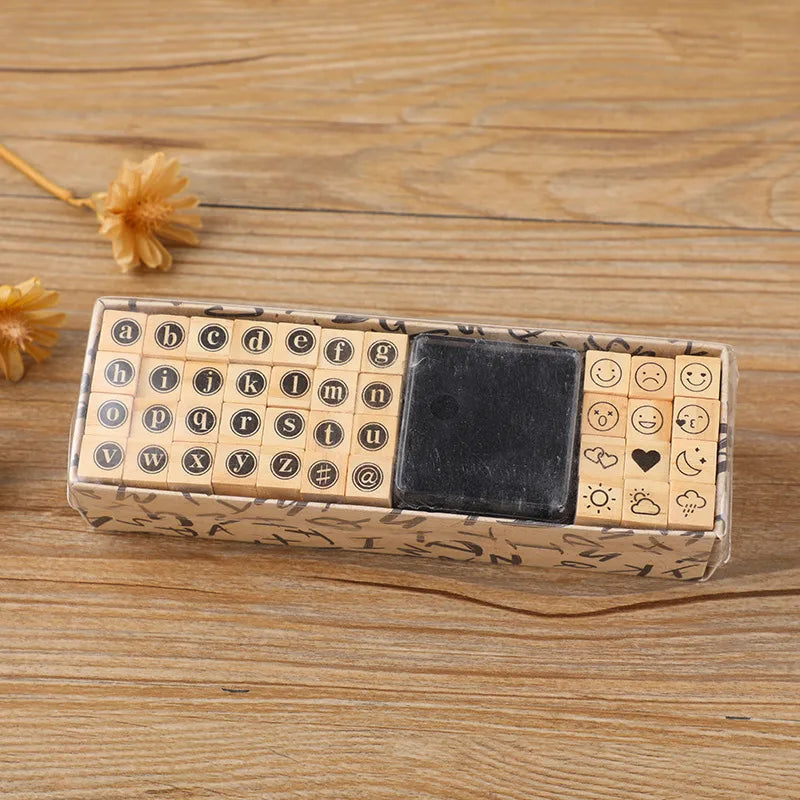 Wooden Block Letter Stamp Set