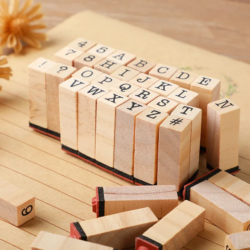 Wooden Block Letter Stamp Set