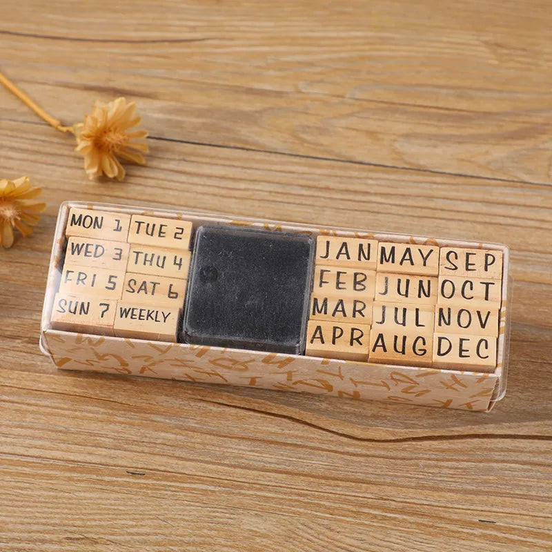 Wooden Block Letter Stamp Set