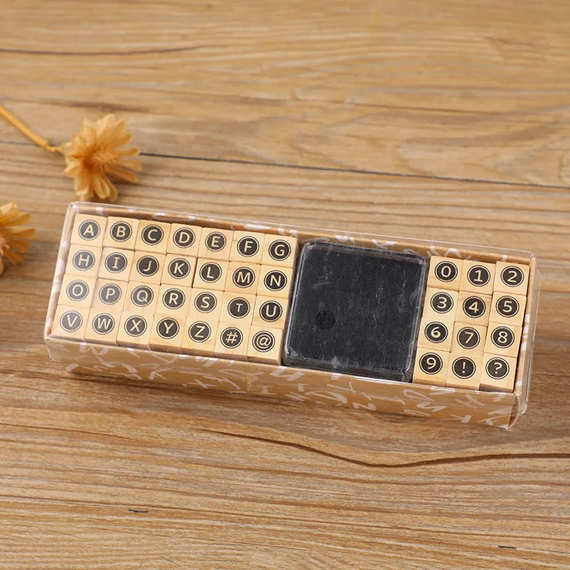 Wooden Block Letter Stamp Set