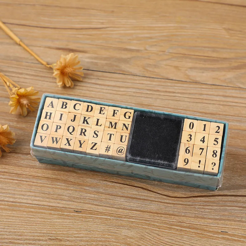 Wooden Block Letter Stamp Set