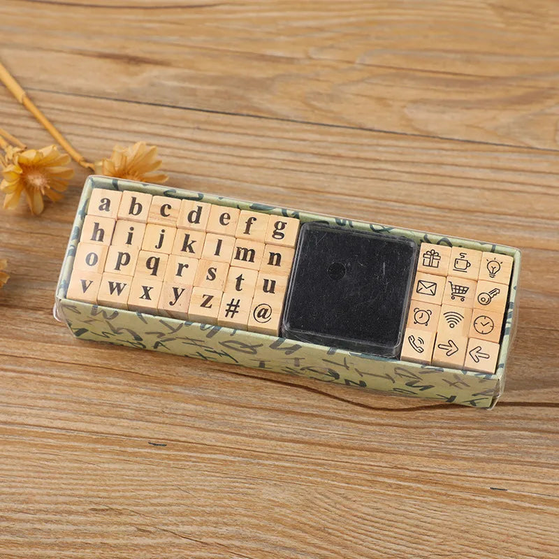 Wooden Block Letter Stamp Set