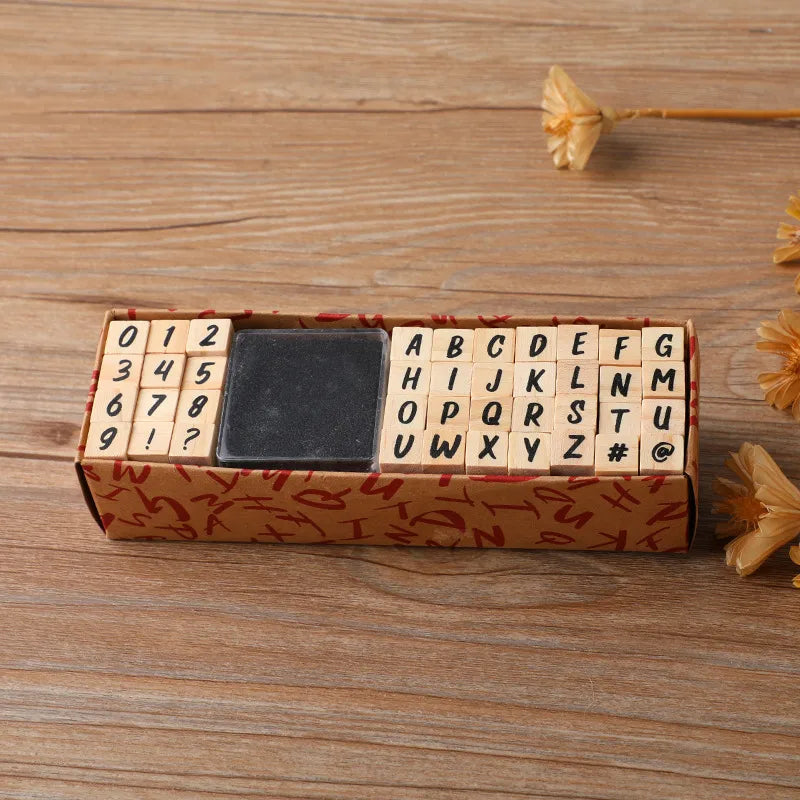 Wooden Block Letter Stamp Set
